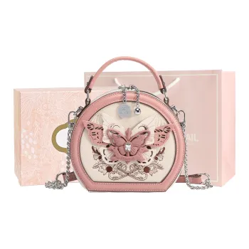 MISS GAIL Synthetic Leather Shoulder Bag, Crossbody Bag, Handbag Women's White & Pink/White & Brown
