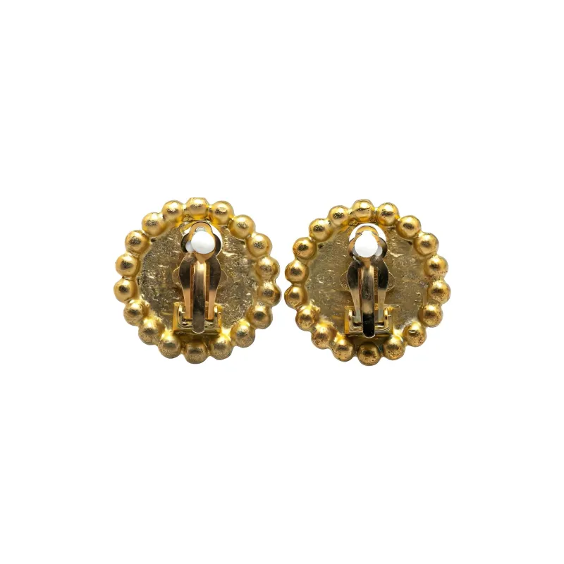 CHANEL 1995 Cc Button Clip on Earrings-1