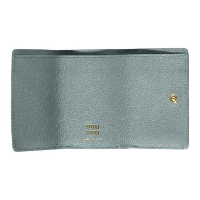 MIU MIU Cow Leather Wallet Small Size Unisex Light Green-2