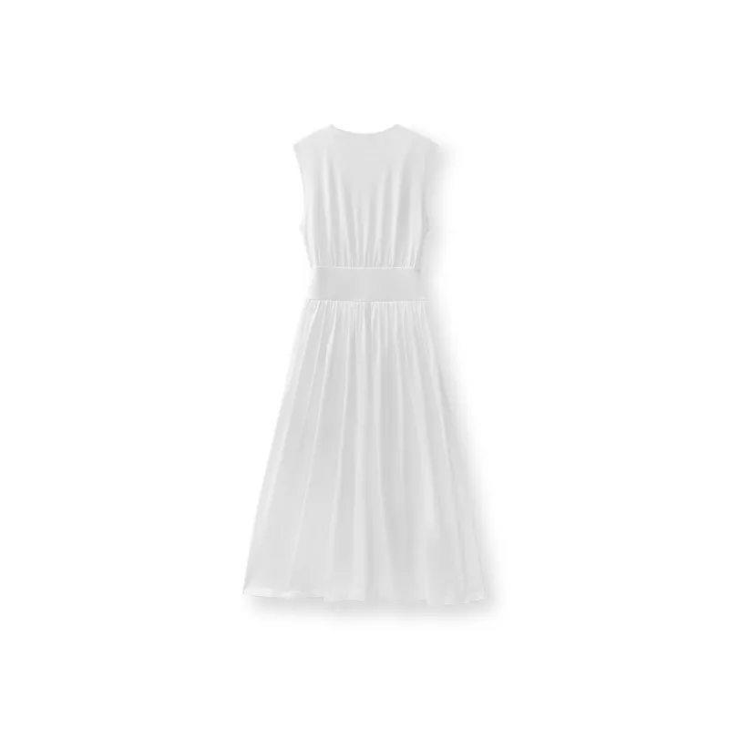 Le Alfashionline Sleeveless Dress Women's White-1