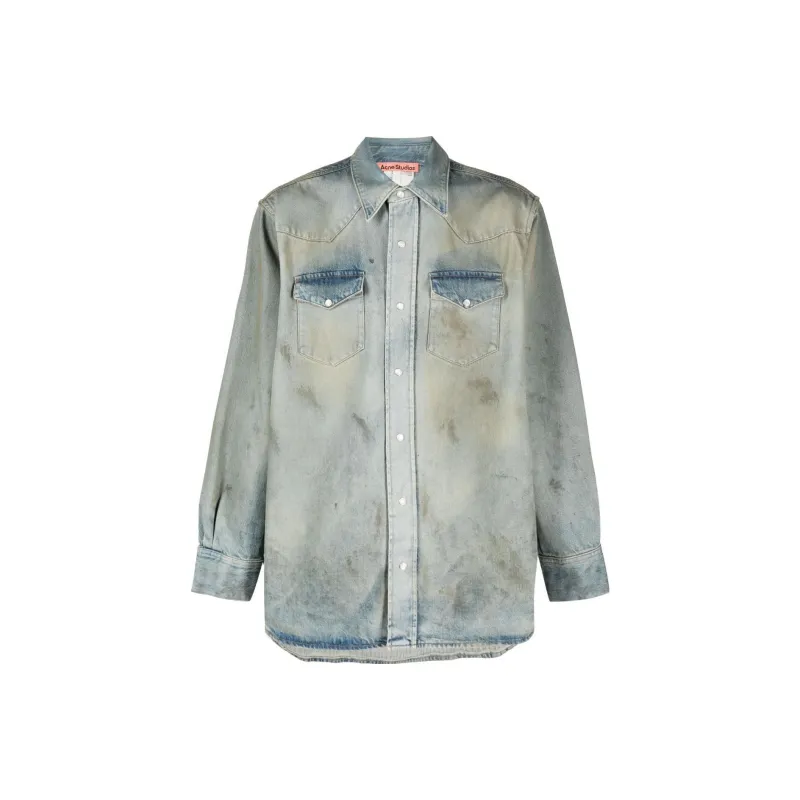Acne Studios Denim Collared Button Up Shirt-0