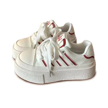 LIANGHUO Slip Resistant Cushioning With Impact Resistance Low Top Skateboard Shoes Women's Red