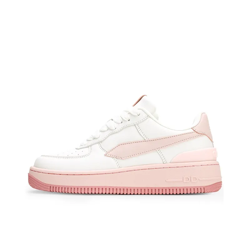 GLO BULL Anti Slip Wear Resistant Low Top Skateboard Shoes Women's White Pink-0