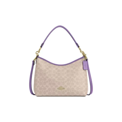 COACH LAUREL Coated Canvas Portable Crossbody Bag, Shoulder Bag Large Size Women's Beige & Purple