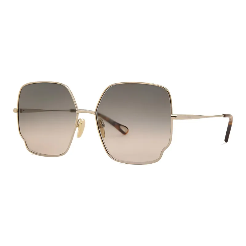 Chloe Metal Irregular Shape Sunglasses Women's Gold-0