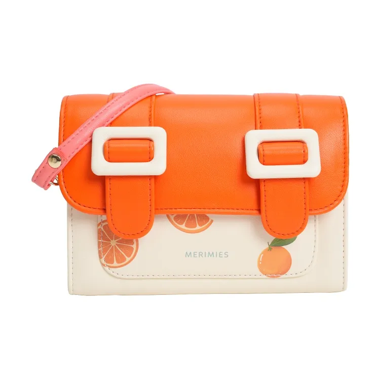 MERIMIES Artificial Leather Satchel Bag Shoulder Bag Women's Orange Summer Orange-1