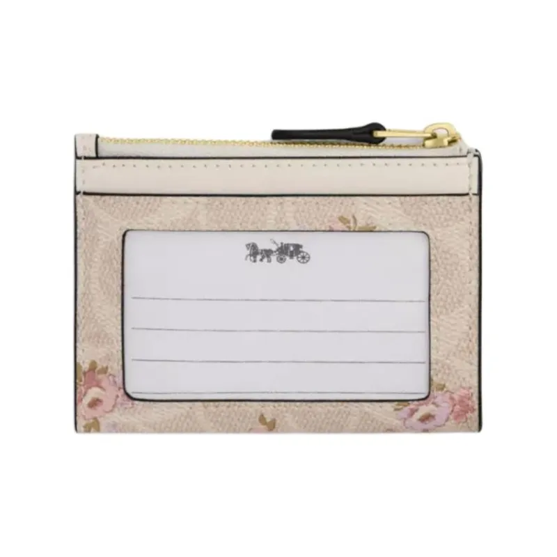 COACH Skinny Id Case Coated Canvas Card Holder Mini Women's Gold & Sand-1