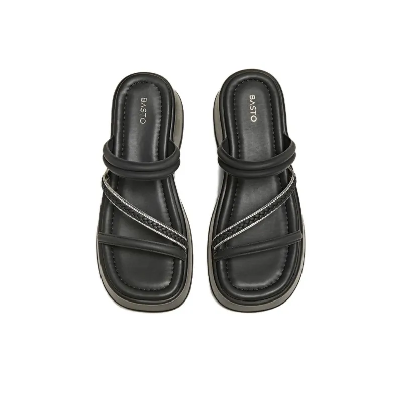BASTO PU Polyurethane Cut Out Slide Slippers Women's-7