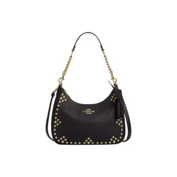 COACH Teri Pebbled Leather Hobo Crossbody Bag, Shoulder Bag Tubas Women's Black