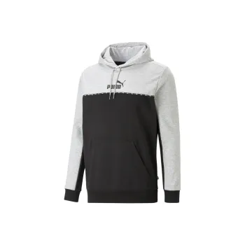 PUMA Essentials Block Tape Hoodie Men Sweatshirt Men's Gray-Black
