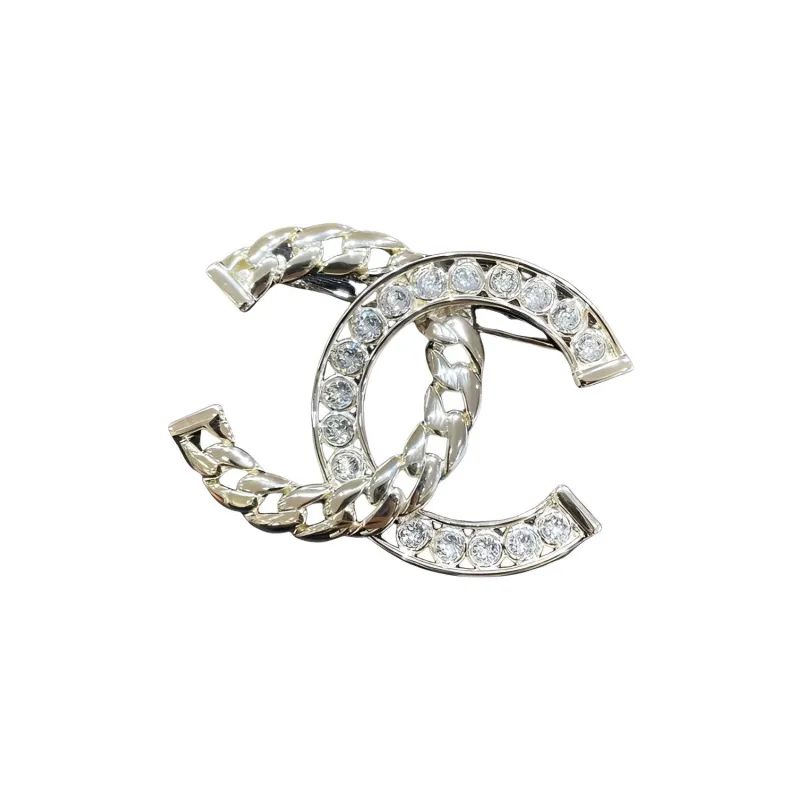 CHANEL Rhinestone Brooches Women's Gold-5