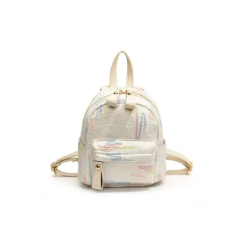 Single Warehouse PU Mini Backpack Regular Women's White/Black/Pink