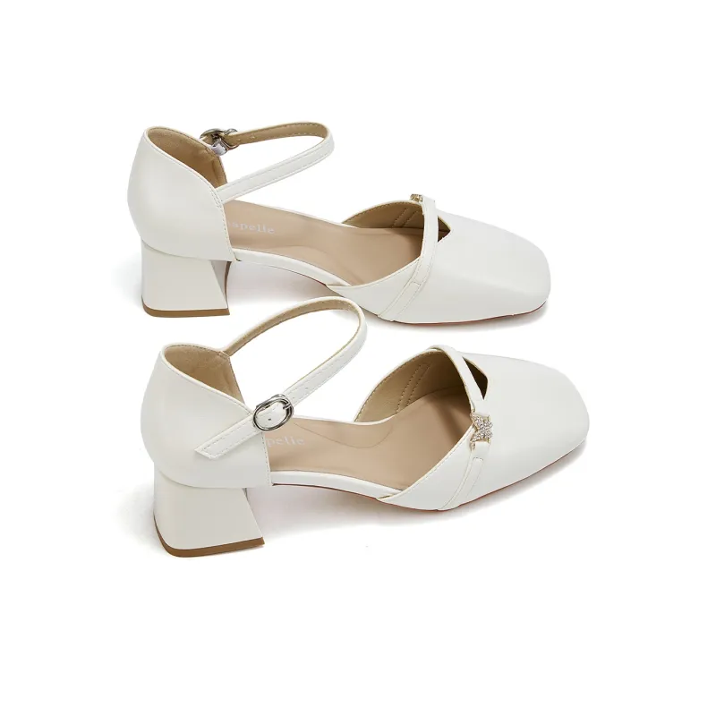 La Chapelle Chunky Heel High Heels Women's Beige-3