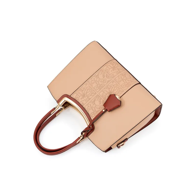 Vigno Synthetic Leather Handbag, One Shoulder, Crossbody Bag Women's Apricot-3