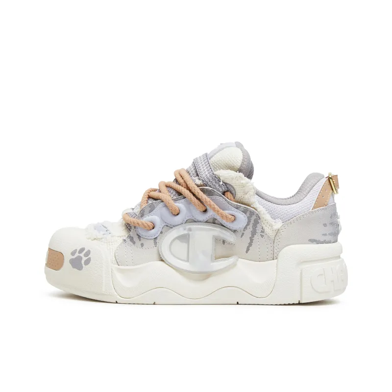 Champion Pompompururu Crampons Shoes Low Top Skateboard Shoes Men's Textured Gray/Milk White-0
