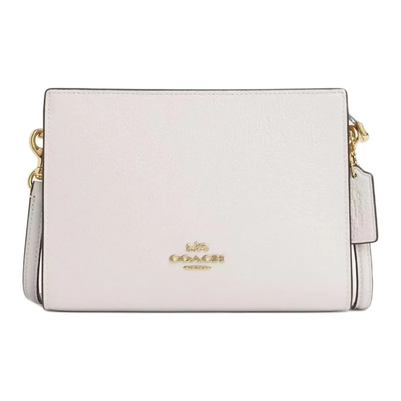 COACH Slim Crossbody Pebbled Leather Shoulder Bag, Crossbody Bag Small Size Women's Pink White-0