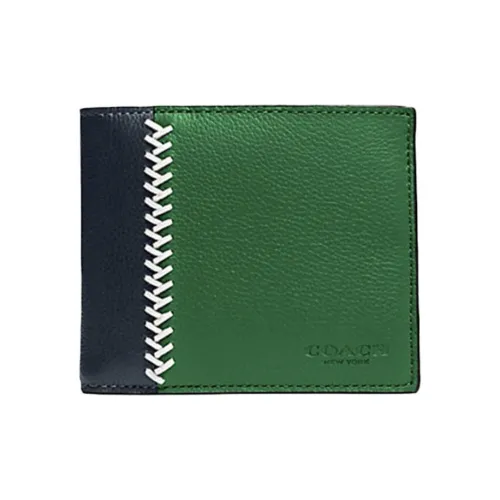 COACH 3 IN 1 Wallet Leather Small Clutch Wallet Regular Men's Green & Navy Blue