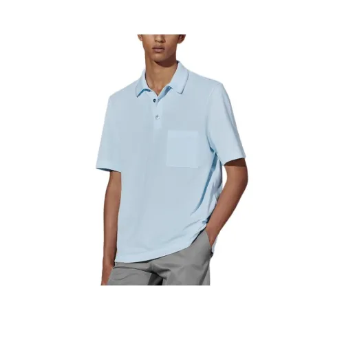 HERMES Polo Shirt Men's Sky Blue