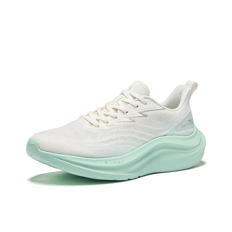 Erke Abrasion Resistant Coverage Cushioning Low Top Casual Sprint Running Shoes Men's White Green-2