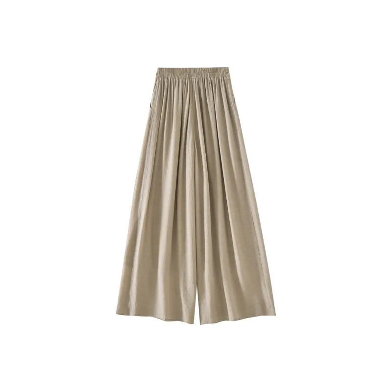 OUNIXUE Summer Casual Pants Loose Fit Women's Dark Khaki-1