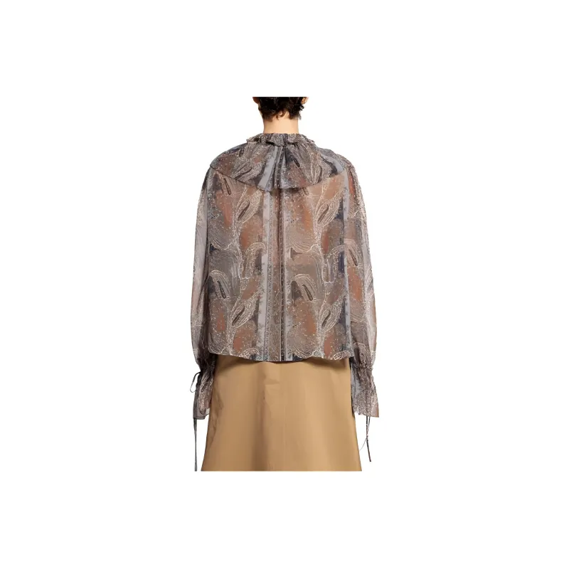 SAINT LAURENT Paisley Ruffled Blouse-2