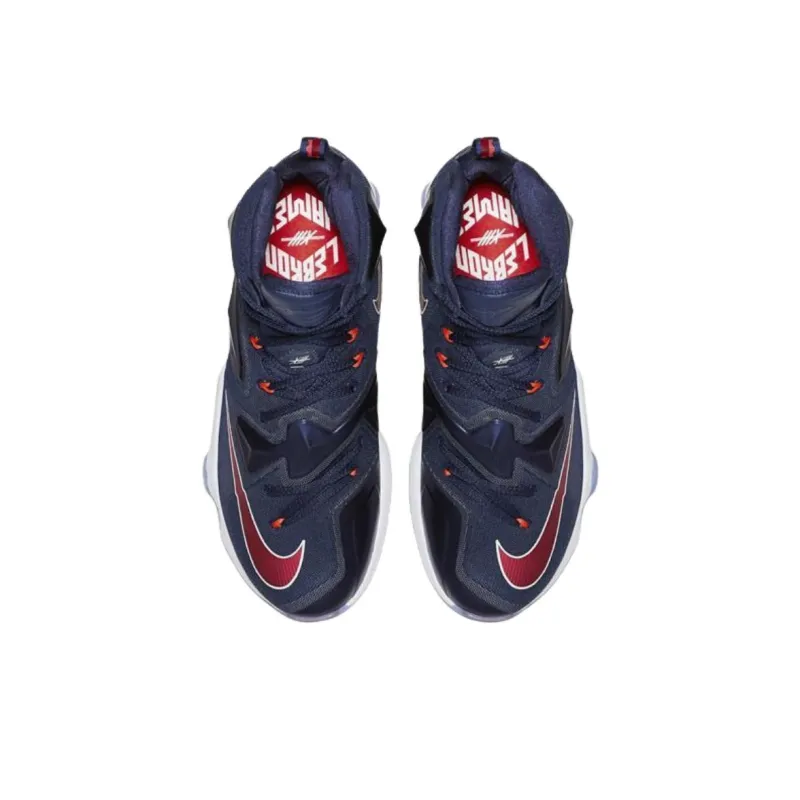 Nike Lebron 13 Anti Slip Wear Resistant High Top Basketball Shoes Men's Marine Blue-3