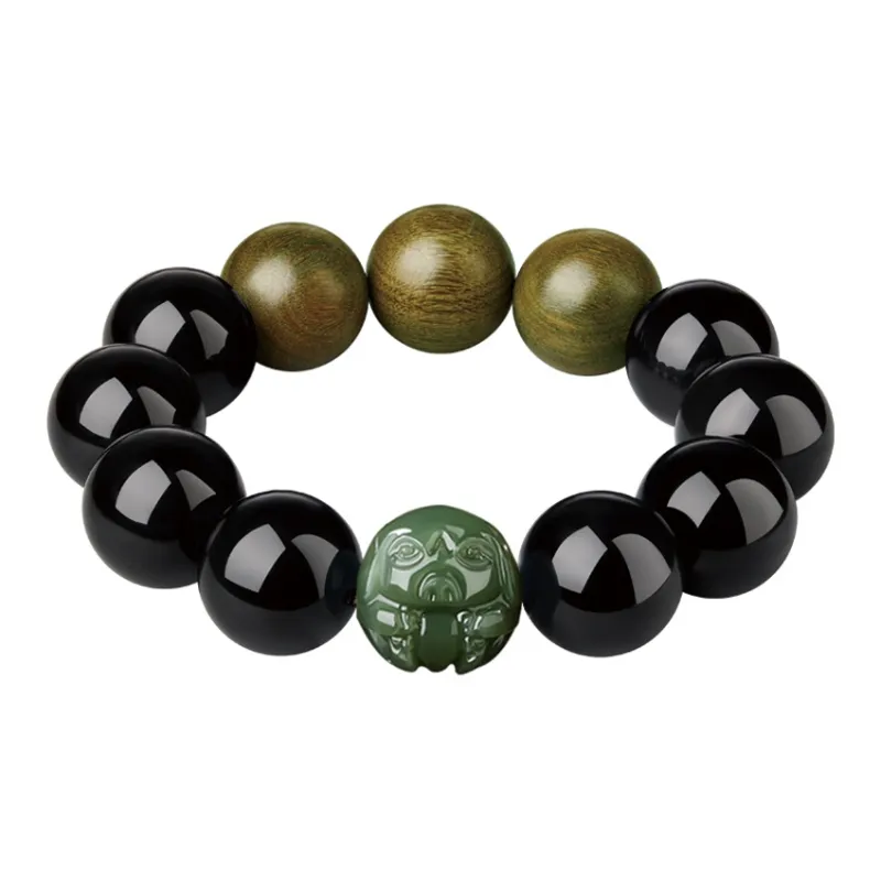 Moonstone Edge Obsidian Bracelets Men's-15