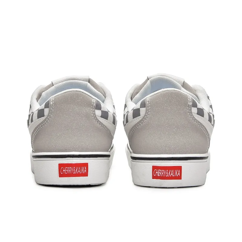 CHERRY&KALIKA Wear resistant, Lightweight, Breathable, And Non slip. Low Top Skateboard Shoes Men's Gray-4