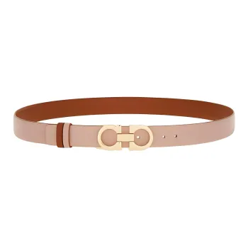 FERRAGAMO Gancini Double Sided Design Calfskin Leather Belts Women's Pink Width 2.5cm