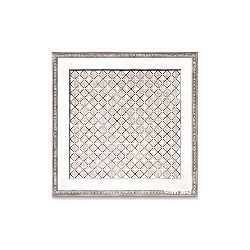 LOUIS VUITTON MONOGRAM FLOWER TILE Silk Scarves Women's Ecru-0