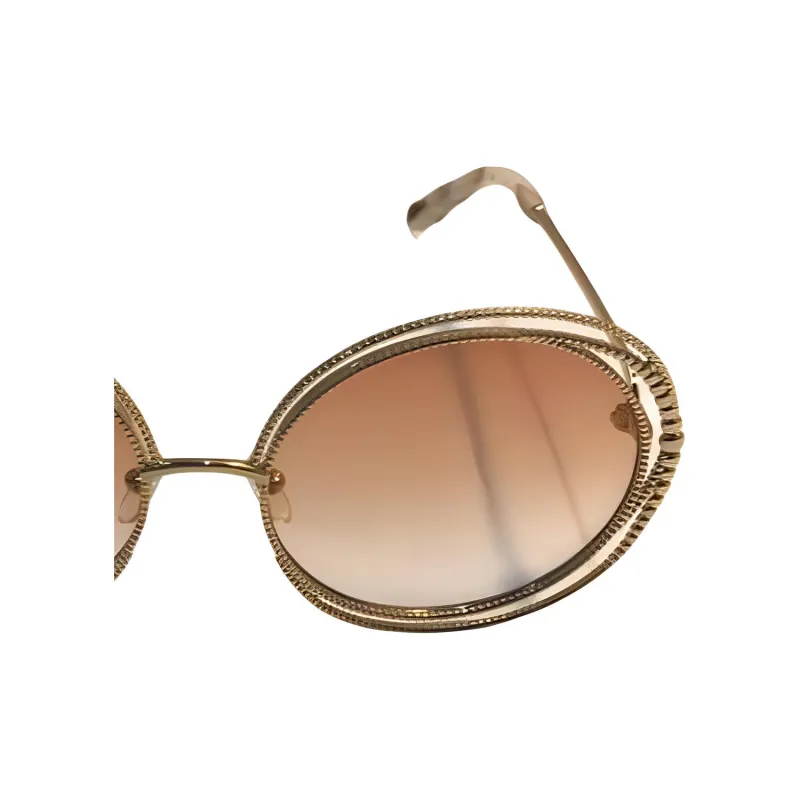 Chloe Plastic Metal Oval Sunglasses Women's Gold-2