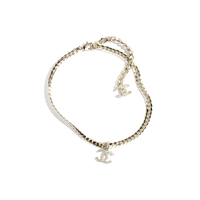 CHANEL Metal, Rhinestone Necklaces Women's Gold-1