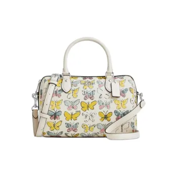 COACH Rowan Coated Canvas Shoulder Bag, Crossbody Bag, Handbag Medium Size Women's Silver