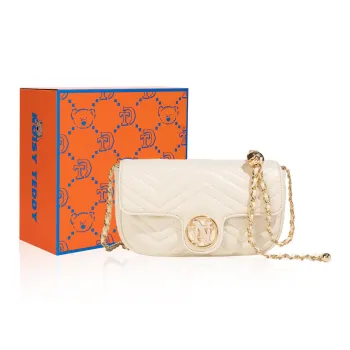 NOISY TEDDY PU Pearl Bag, Shoulder Bag, Crossbody Bag Regular Women's Beige/Black