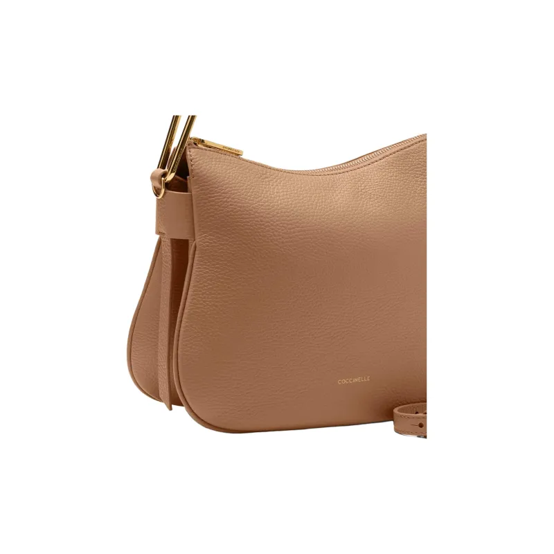 COCCINELLE Grained Leather Crossbody Bag Shoulder Bag Small Size Women's Brown-2