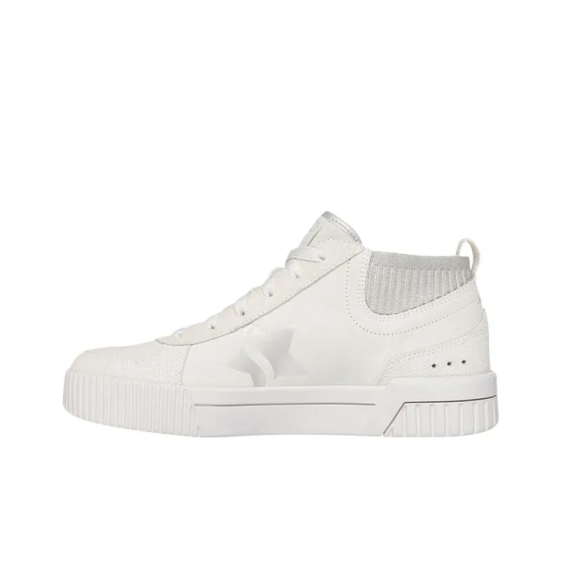 Skechers Jade Soft Sparkle Mid Top Skateboard Shoes Women's White-2