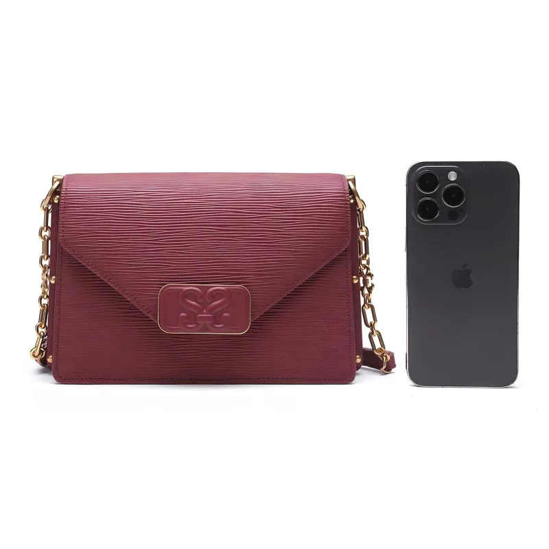 Satchi Top Grain Cow Leather Crossbody Bag Women's Red/White/Yellow/Purple/Black-5