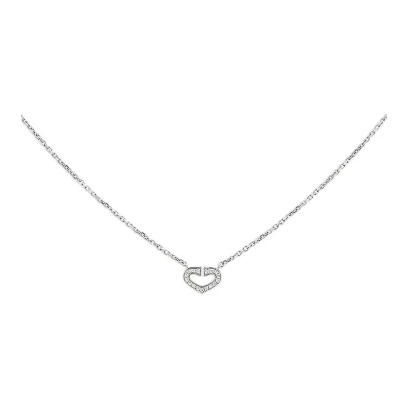 Cartier 18kt White Gold Coeur Et Symbole Diamond Necklace-0