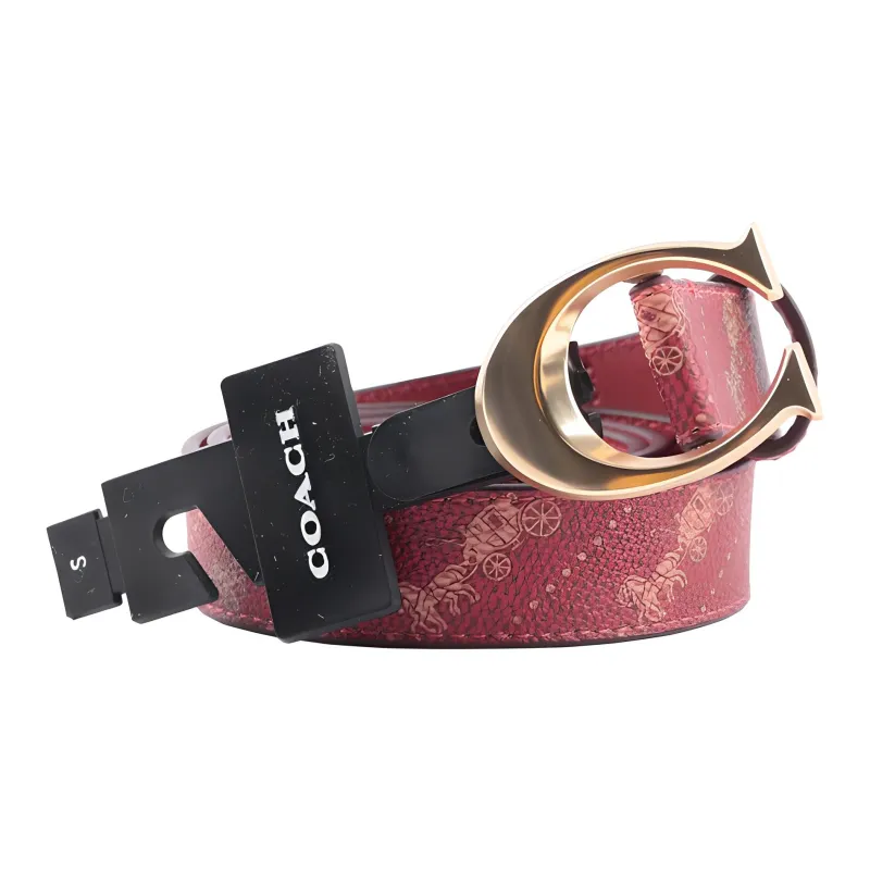 COACH Leather Belts Women's Brown Red Width 2.5cm-1