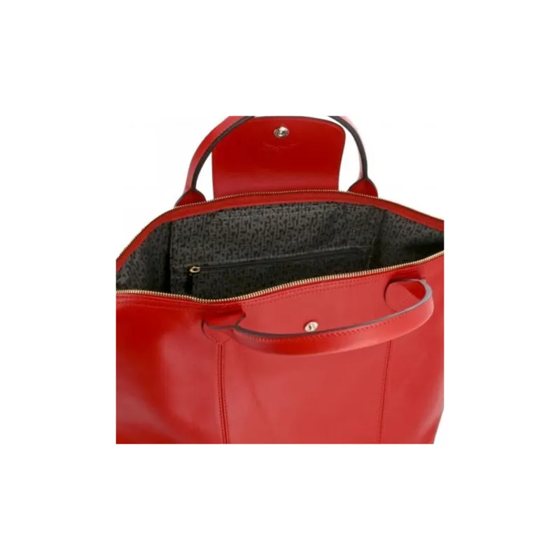 LONGCHAMP Le Pliage Genuine Leather One Shoulder Handbags Women's Red-2