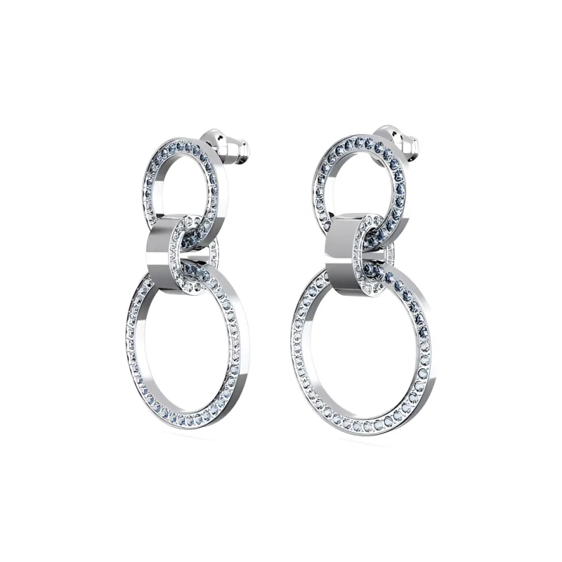 Swarovski Faux Crystal, Rhodium Plated Earrings Women's Silver-2