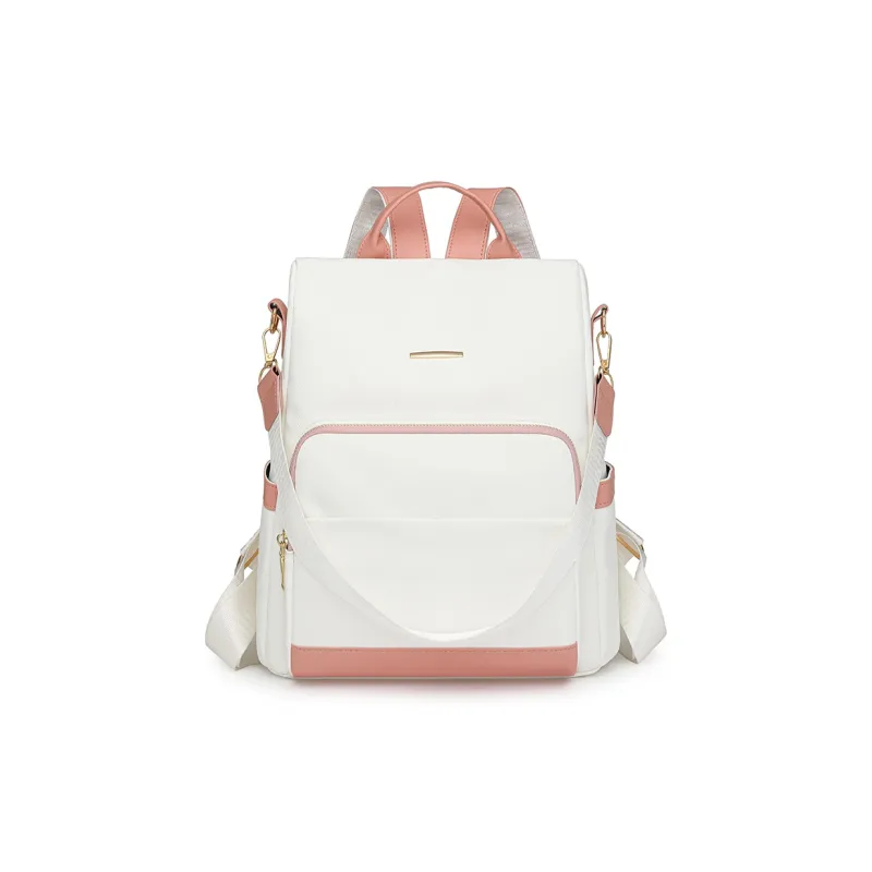 Single Warehouse PU Backpack Regular Unisex Black & White/Black & Brown/Caramel/Blue/Red/Pink-0