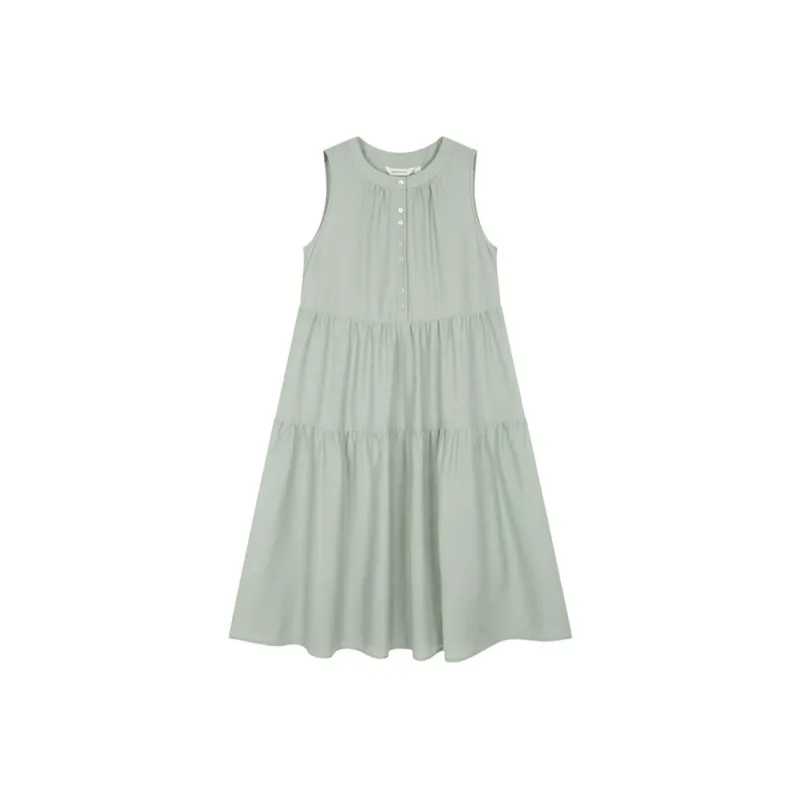 Mo Han Yi Mei Sleeveless Dress Women's Light Green-1
