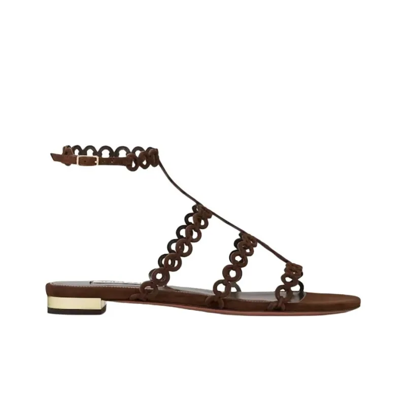 AQUAZZURA Infinity Chain Roman Sandals Women's Umber-1