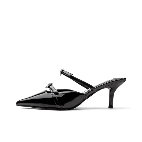 TOOMANYSHOES Closed Toe Slippers Women's Black