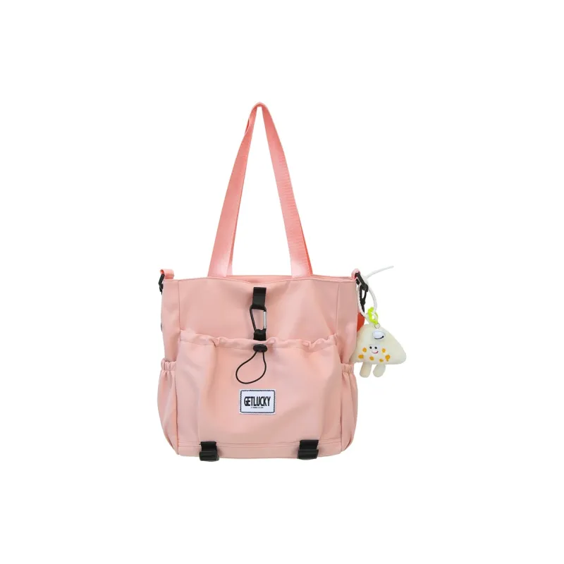 Yalu Nylon Tote Bag, Shoulder Bag Unisex Ecru/Yellow/Blue/Pink-21