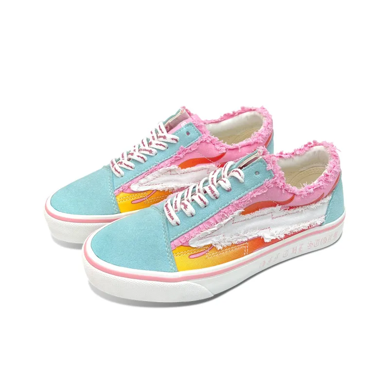 REVENFE X SPOTM x BURNING FLAME Slip Resistant, Breathable, Lightweight Low Top Canvas Shoes Unisex-12