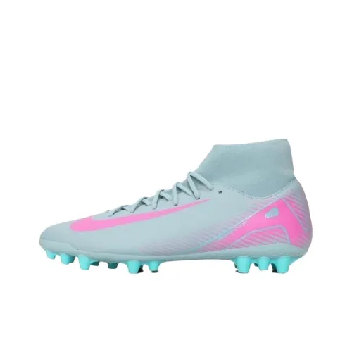 Nike SUPERFLY 10 ACADEMY AG Rubber Short Studs Anti Slip Wear Resistant Soccer Shoes Men's Blue Pink
