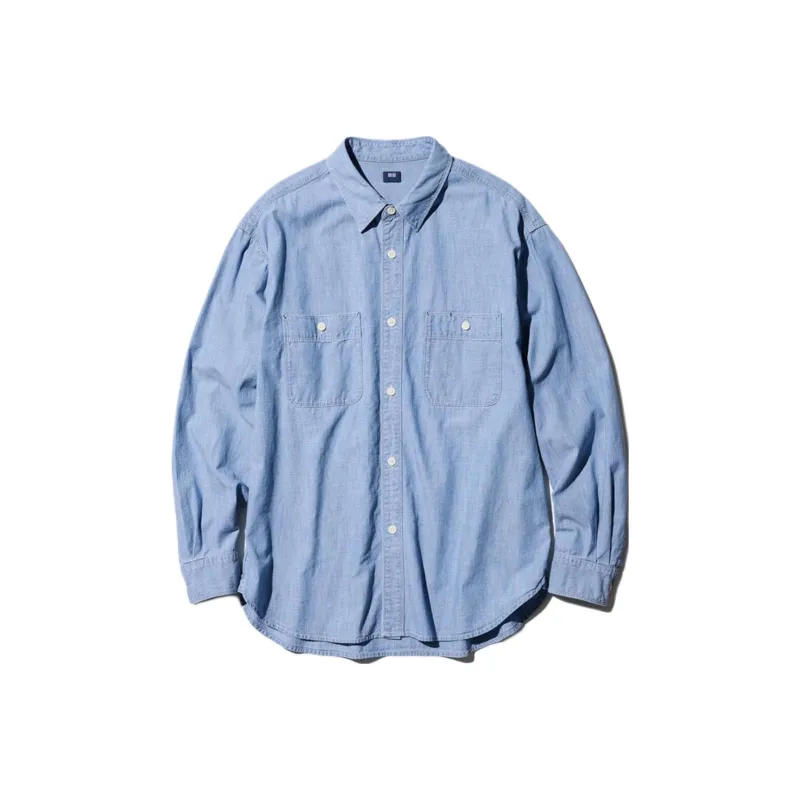 UNIQLO Shirts Men Aqua Blue-0