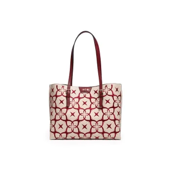 Forever Lucky Cow Leather Tote One Shoulder Handbag Women's Ancora Red/Bright Moon Gray